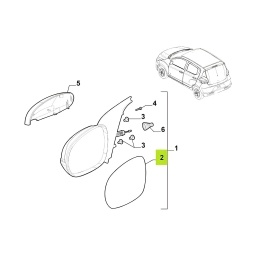VIDRIO ESPEJO EXT. DER. MANDO MANUAL -ORIGINAL-