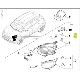 SEMIOPTICA SUPERIOR IZQ. LED C/LUPA (1� FASE) -ORIGINAL-